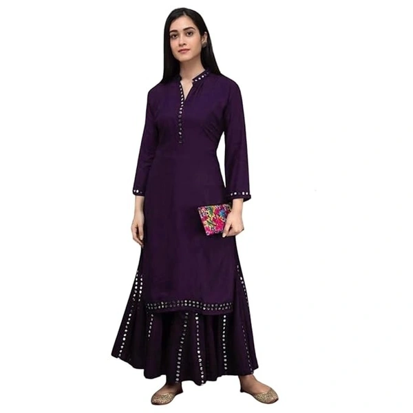 Women's Mirror Work Rayon Kurta and Palazzo Set for Women's and Girls || Kurti Set || Ethic Set for Women (Pack of 1)