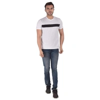 Men's Regular Fit T-Shirt Half Sleeve Multicolour with Black Strip