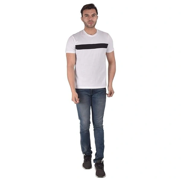 Men's Regular Fit T-Shirt Half Sleeve Multicolour with Black Strip