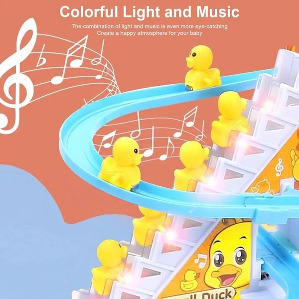  Duck Track Toys for Kids - Small Ducks Stair Climbing Toys for Kids, Escalator Toy with Lights and Music - 3 Duck Included (Duck Track)