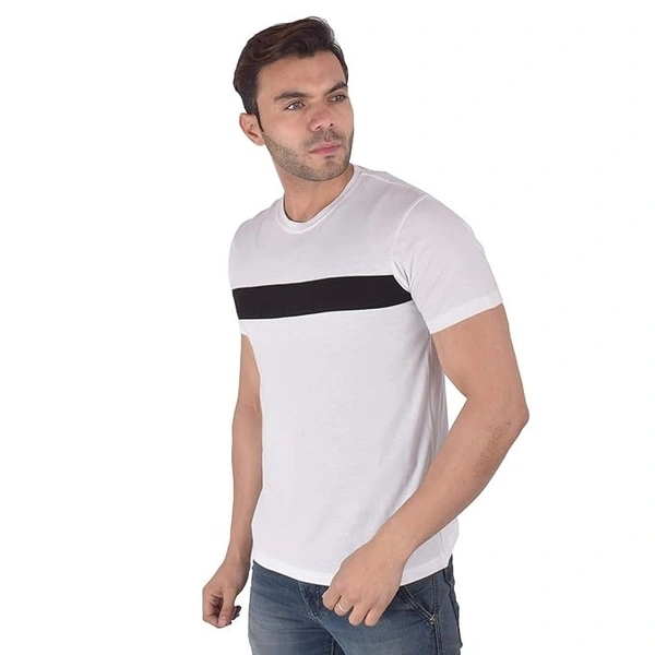 Men's Regular Fit T-Shirt Half Sleeve Multicolour with Black Strip