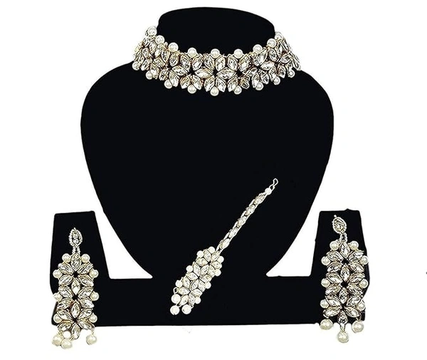 18K Gold Plated Traditional 5 Layers Kundan & Pearl Beaded Moti Raani Haar Necklace Jewellery Set For Women