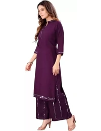 Women's Mirror Work Rayon Kurta and Palazzo Set for Women's and Girls || Kurti Set || Ethic Set for Women (Pack of 1)