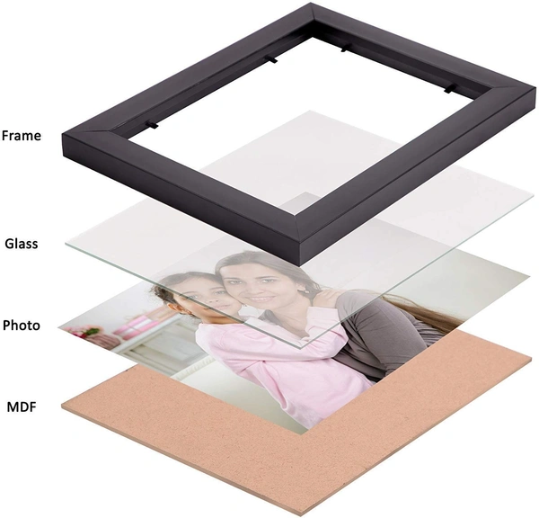 Stuthi Arts Wood MDF Photo Frame With Glass (Black,9 Photos)Wall Mount, Rectangular, 5 x 7 inches (3 pieces) , 5 x 5 inches(4 pieces)