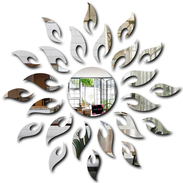 Sun Silver Round Unframed Mirror Stickers For Wall 3D Acrylic Stickers Wall Stickers For Hall Bedroom Living Room Kids Room Sun Large Size Unframed Mirror Wall Stickers