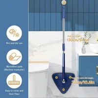 Rotatable Adjustable Triangle Cleaning Mop with Stainless Steel Long Handle Push-Pull Squeezing Cleaning Mop Dry & Wet Mop Floor Windows Ceiling