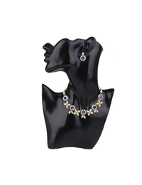 Gold Plated Blue Necklace With Earring Jewellery Set For Womens