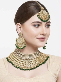 Latest Stylish Kundan Choker Wedding Party Traditional Bridal Necklace Jewellery Set for Women