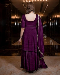 Sequine Embroidered Work Georgette Fabric Lehenga Choli With Dupatta (PURPLE)