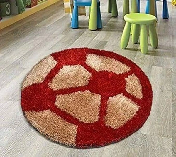 D Designer Shaggy Football Rug Door Mat | Bath Mat for Bathroom Living Room Bedroom Main Door Entrance | Mats with Anti-Skid Backing (24 x 24 inches)