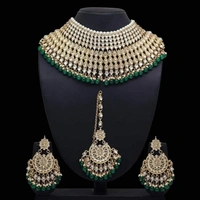 Latest Stylish Kundan Choker Wedding Party Traditional Bridal Necklace Jewellery Set for Women