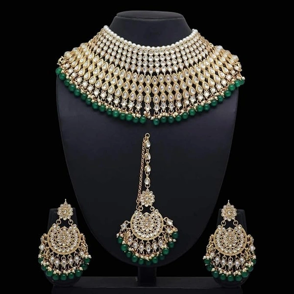 Latest Stylish Kundan Choker Wedding Party Traditional Bridal Necklace Jewellery Set for Women