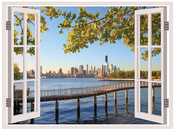 Depth Illusion Vinyl Wall Decal Window Sticker My Deck Top View Size Size - 45 cm x 60 cm