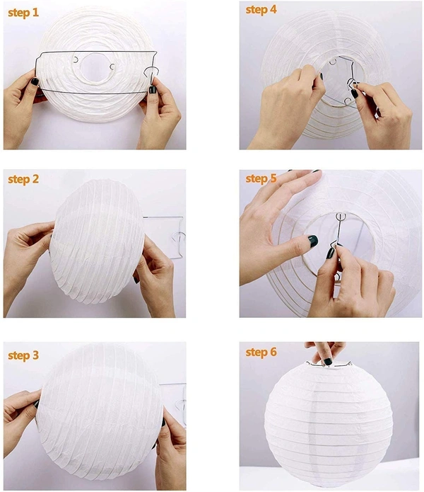 Rice White Paper Hanging Lantern Ball Lamp Shade, 12-inch | Party Hanging Lantern Rice Paper Ball Lamp Shade | Hanging Lantern | Rice Paper Ball Lamp (Pack of 11, White - W3)