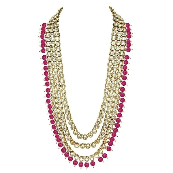  18K Gold Plated Traditional Kundan & Pearl Studed Bridal Jewellery Set For Women 