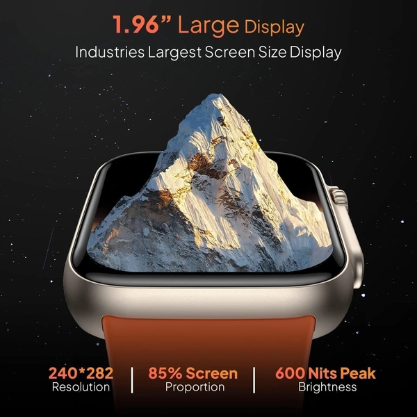 T800 Ultra Biggest Display Smart Watch with Bluetooth Calling Smart Watch Wireless Magnetic Charger Fitness Hd Display Smartwatch (Free Size) (Orange)