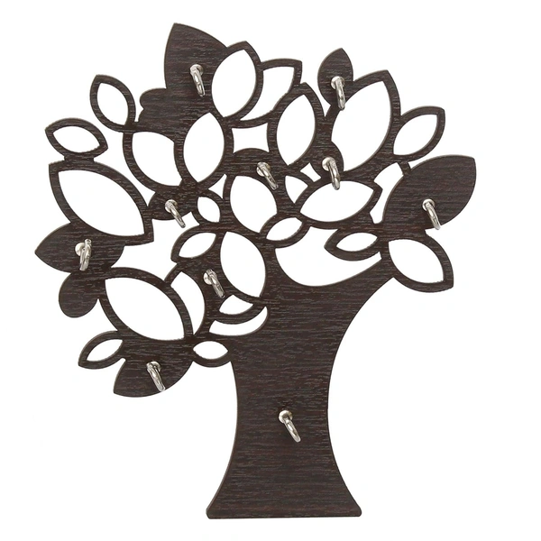 Wooden Tree Shape Decorative Key Organiser | 10 Hook Hanging Key Holder for Home and Office- 8.27 x 7.09 x 1.18 inches