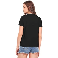 Elegant Black Cotton BTS Printed Round Neck T-Shirt For Women