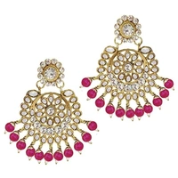  18K Gold Plated Traditional Kundan & Pearl Studed Bridal Jewellery Set For Women 