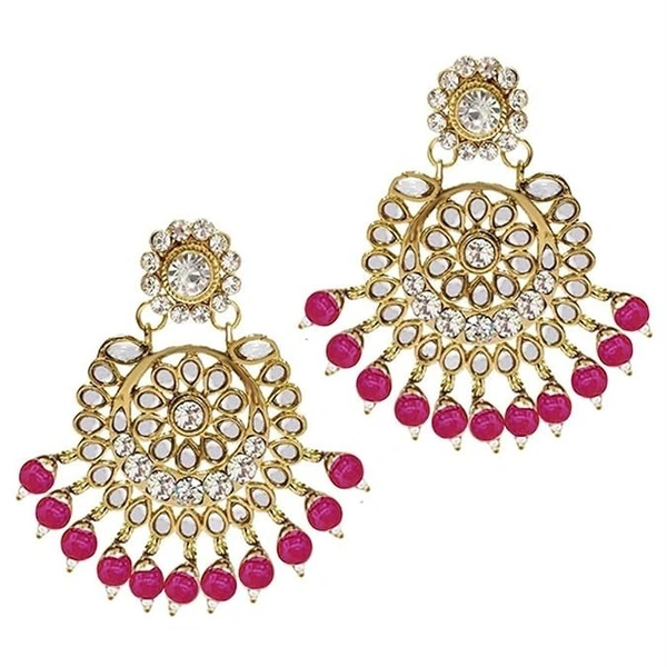  18K Gold Plated Traditional Kundan & Pearl Studed Bridal Jewellery Set For Women 