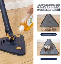 Rotatable Adjustable Triangle Cleaning Mop with Stainless Steel Long Handle Push-Pull Squeezing Cleaning Mop Dry & Wet Mop Floor Windows Ceiling