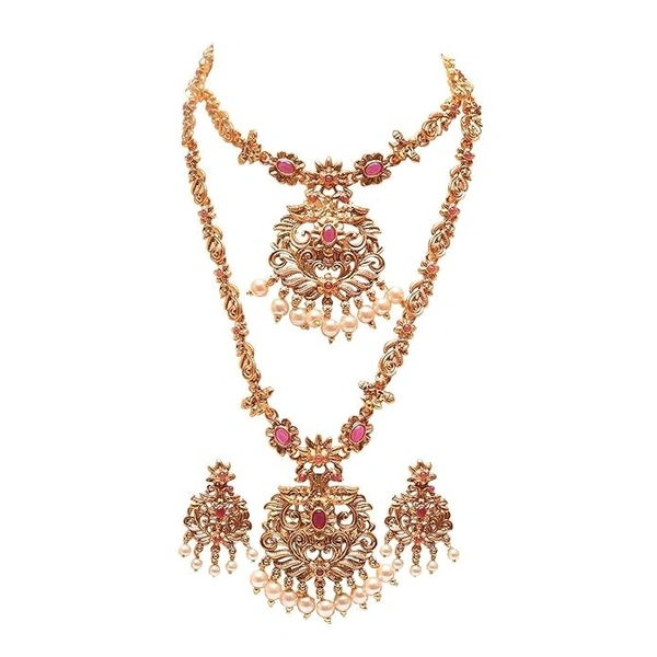 gold plated South indian Traditional Haram Necklace set for women