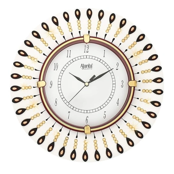 Ajanta MDF Wood Wall Clock Designer Stylish Wall Clock For Home Living Room Office Bedroom White Color Round 12X12 IN