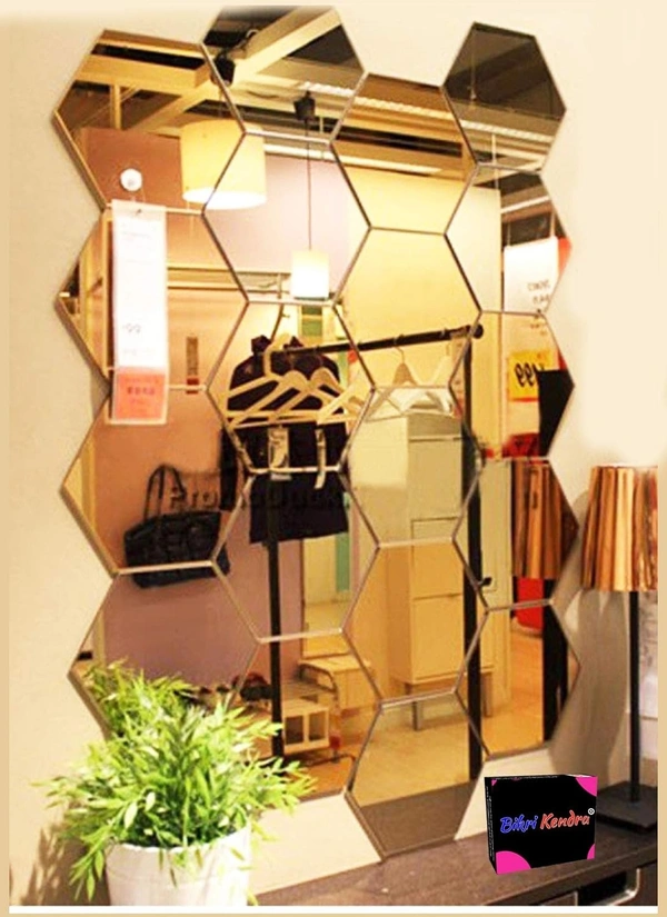 Decorative Mirror Sticker Hexagon Golden mirror stickers for wall acrylic mirror wall decor sticker