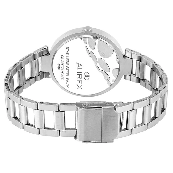 AUREX Analogue Women's & Girls' Watch (White Dial Silver Colored Strap)