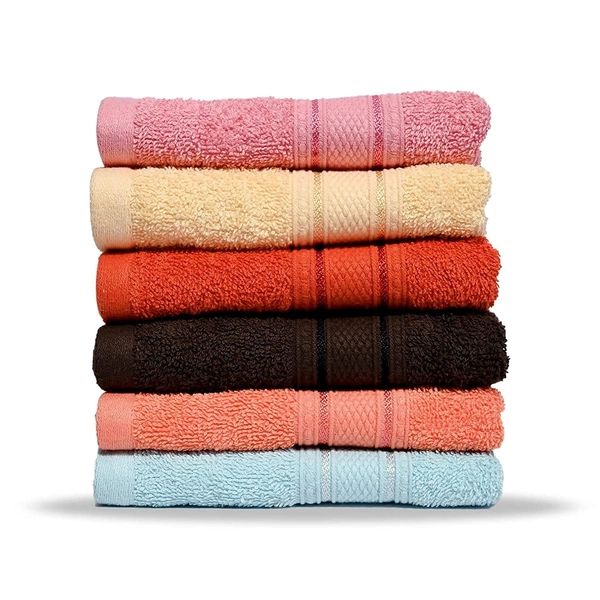 Cotton Multi Color Hand Towel Set | 24 Hand Towels (40 x 60 cm) | Bathroom Towel | Bathroom Napkin | GSM 550 | 6 Different Colors | (Pack of 24)