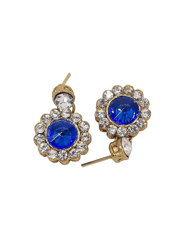 Gold Plated Blue Necklace With Earring Jewellery Set For Womens