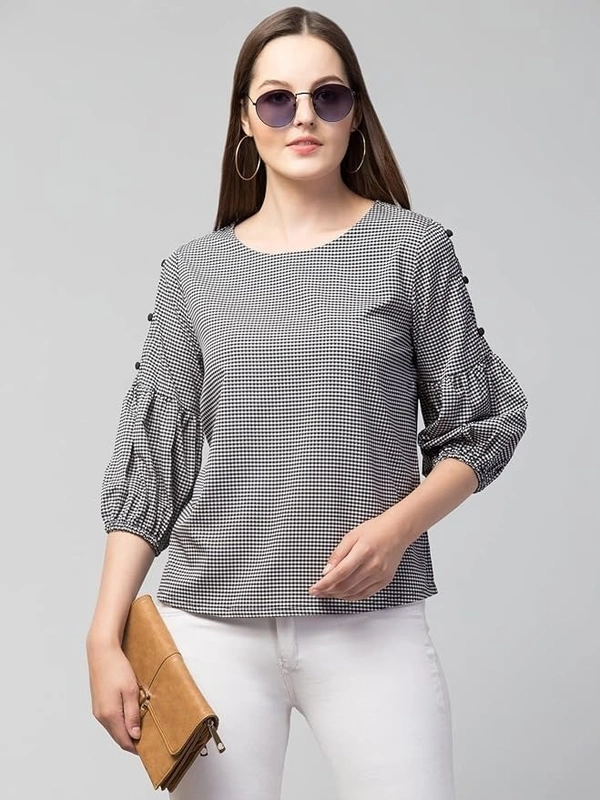  Women's Long Sleeve Tunic Tops Round-Neck T-Shirts Casual Loose Blouse Top with Beaded On Sleeves