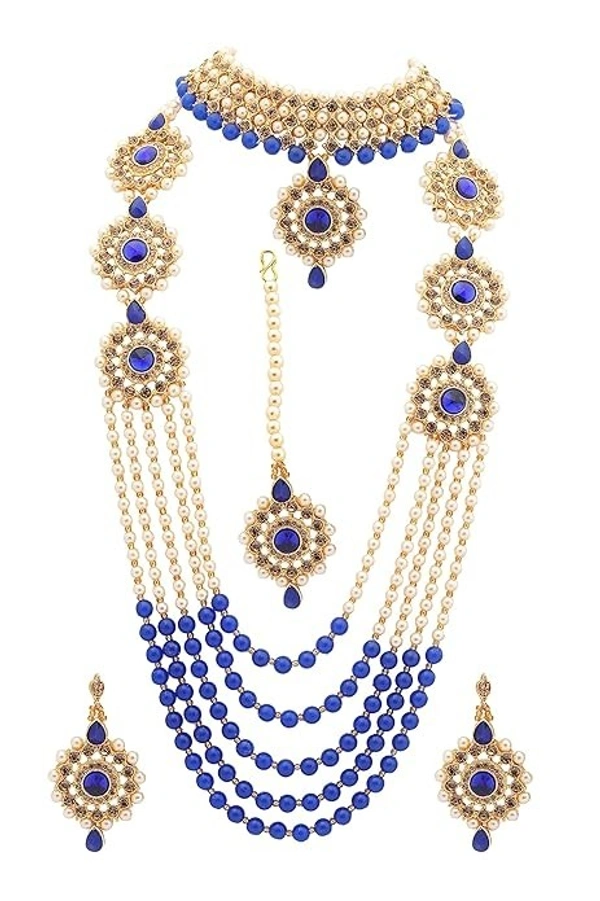  Gold Plated Kundan Long Necklace Earring Indian Traditional Jewellery Set