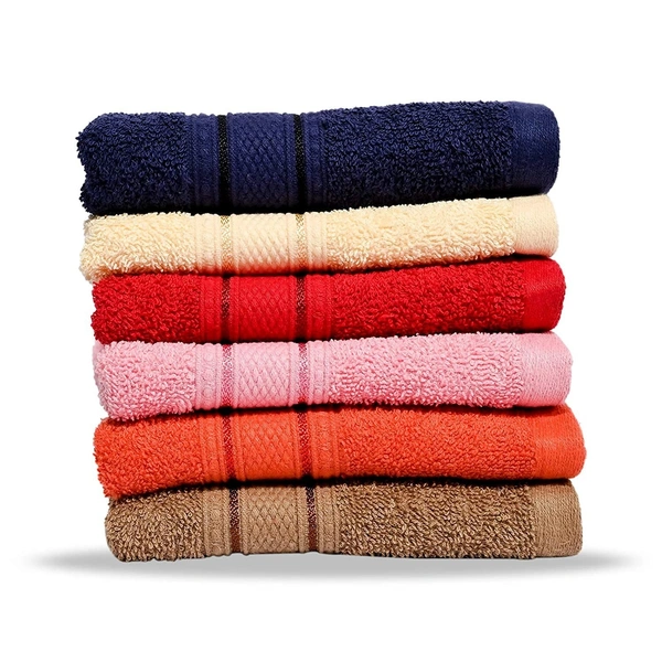 Cotton Multi Color Hand Towel Set | 24 Hand Towels (40 x 60 cm) | Bathroom Towel | Bathroom Napkin | GSM 550 | 6 Different Colors | (Pack of 24)