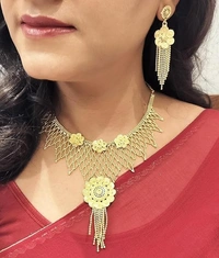 Floral Coin Ball Chain Necklace Set for Women