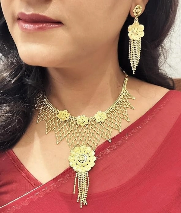 Floral Coin Ball Chain Necklace Set for Women