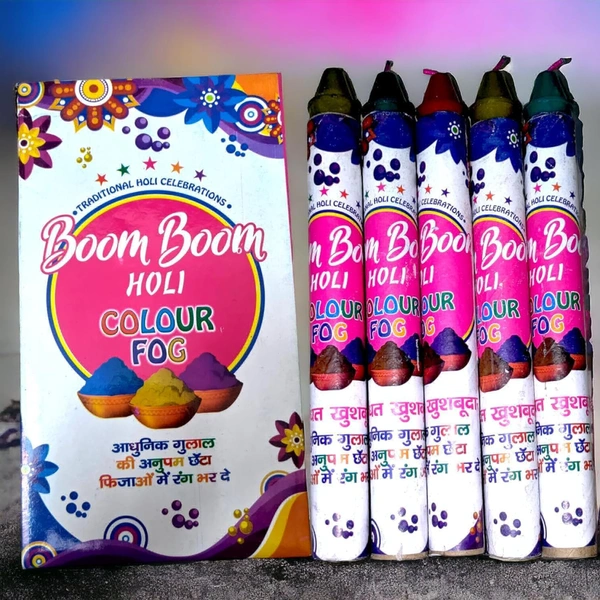 Holi Party Festival Smoke Colour Natural & Organic Holi Colors Gulal Holi Colors for Family, Party, Silky Soft Non Toxic & Non Irritant 100% Safe (5 pcs Colour Fog Smoke Boom Boom)