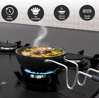 Iron Tadka Pan/Fry Pan with Wooden Handle for Kitchen 11 Cm Diameter Gas Oven Compatible, Black