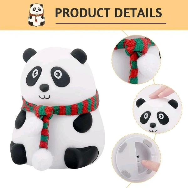 Night Lamp, Panda Lamp, Panda Touch Silicone Lamp, 7 Colour Changing Light for Kids Bedroom, USB Rechargeable, Rakhi Gift for Brother & Sister (Close Eye)