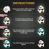 Night Lamp, Panda Lamp, Panda Touch Silicone Lamp, 7 Colour Changing Light for Kids Bedroom, USB Rechargeable, Rakhi Gift for Brother & Sister (Close Eye)
