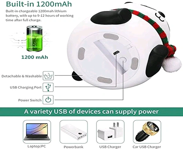 Night Lamp, Panda Lamp, Panda Touch Silicone Lamp, 7 Colour Changing Light for Kids Bedroom, USB Rechargeable, Rakhi Gift for Brother & Sister (Close Eye)