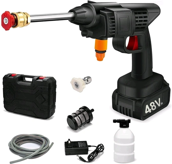 Wireless Washer Water Spray Gun for Car Wash Bike Washing Cleaning 48V Rechargeable Electric High Pressure Water Gun and 5M Hose Pipe CAR. - Centrum