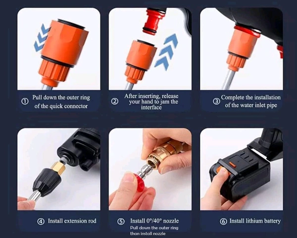 Wireless Washer Water Spray Gun for Car Wash Bike Washing Cleaning 48V Rechargeable Electric High Pressure Water Gun and 5M Hose Pipe CAR. - Centrum