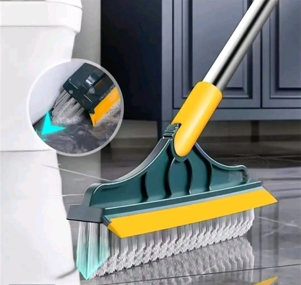 Bathroom Cleaning Brush With Wiper 2 In 1 Tiles Cleaning Brush Floor Scrub Bathroom Brush With Long Handle 120Deg Rotate Bathroom Floor Cleaning Brush Home Kitchen Bathroom Cleaning Accessories