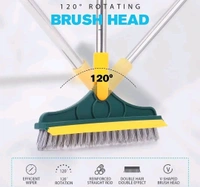 Bathroom Cleaning Brush With Wiper 2 In 1 Tiles Cleaning Brush Floor Scrub Bathroom Brush With Long Handle 120Deg Rotate Bathroom Floor Cleaning Brush Home Kitchen Bathroom Cleaning Accessories