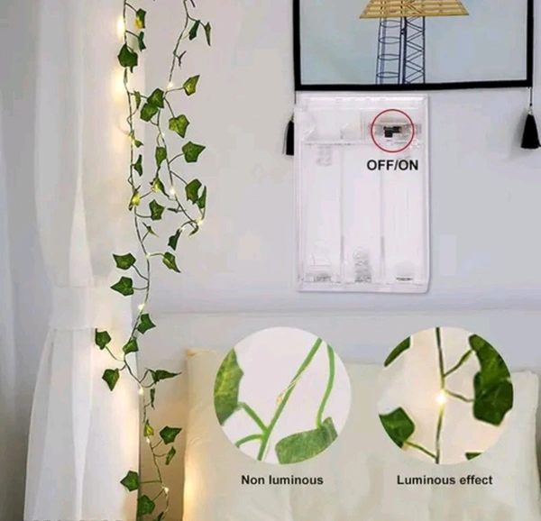 7 Feet Enchanting Money Plant Home Décor String Light, Battery Powered Copper Lights, Vine Garland Hanging Decoration for Indoor & Outdoor, Home Wall, Bedroom, Window(30 LED, Warm White)