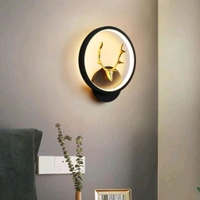 Round DEER LED Wall Light (Color Changing) for Living Room, Bedroom, Dining Area with Black Finish Body