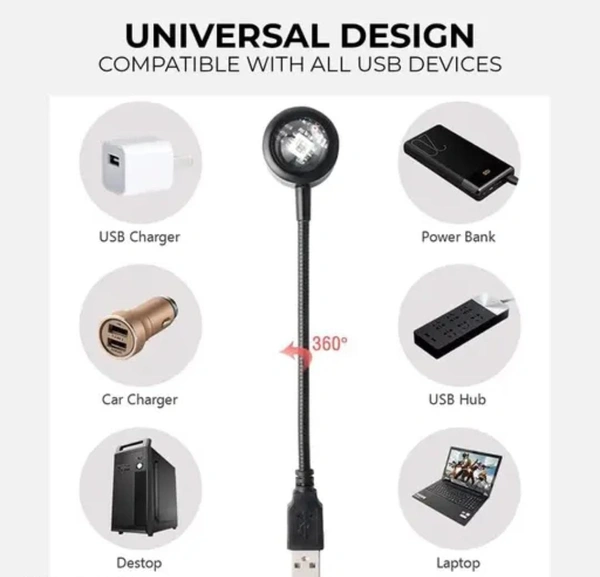 360 Degree Rotatable 7 Color 13 Functional Modes with Pattern Changing Button USB Sunset Projection Lamp USB Night Light for Cars, Bedroom, Parties, Videos, Insta Reels and More Night Lamp  (10 cm, BlName: 360 Degree Rotatable 7 Color 13 Functional Modes 