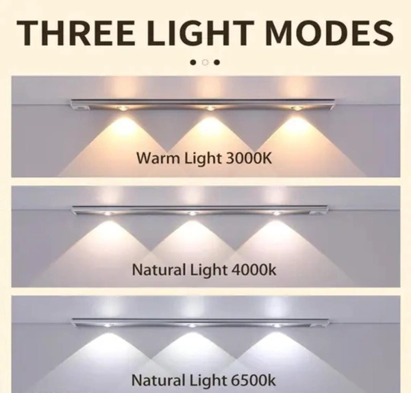 Under Cabinet Lights LED Motion Sensor Indoor, USB Rechargeable ,3 Light Modes Stepless Dimming  USB Rechargeable ,3 Light Modes Stepless Dimming Hill Light, 6500K 