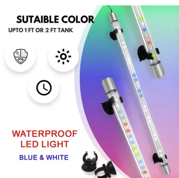 KickAt BLUE & WHITE LED Fully Submersible LED for Aquarium | Waterproof iP68 Rated Light with Energy Saving LEDi